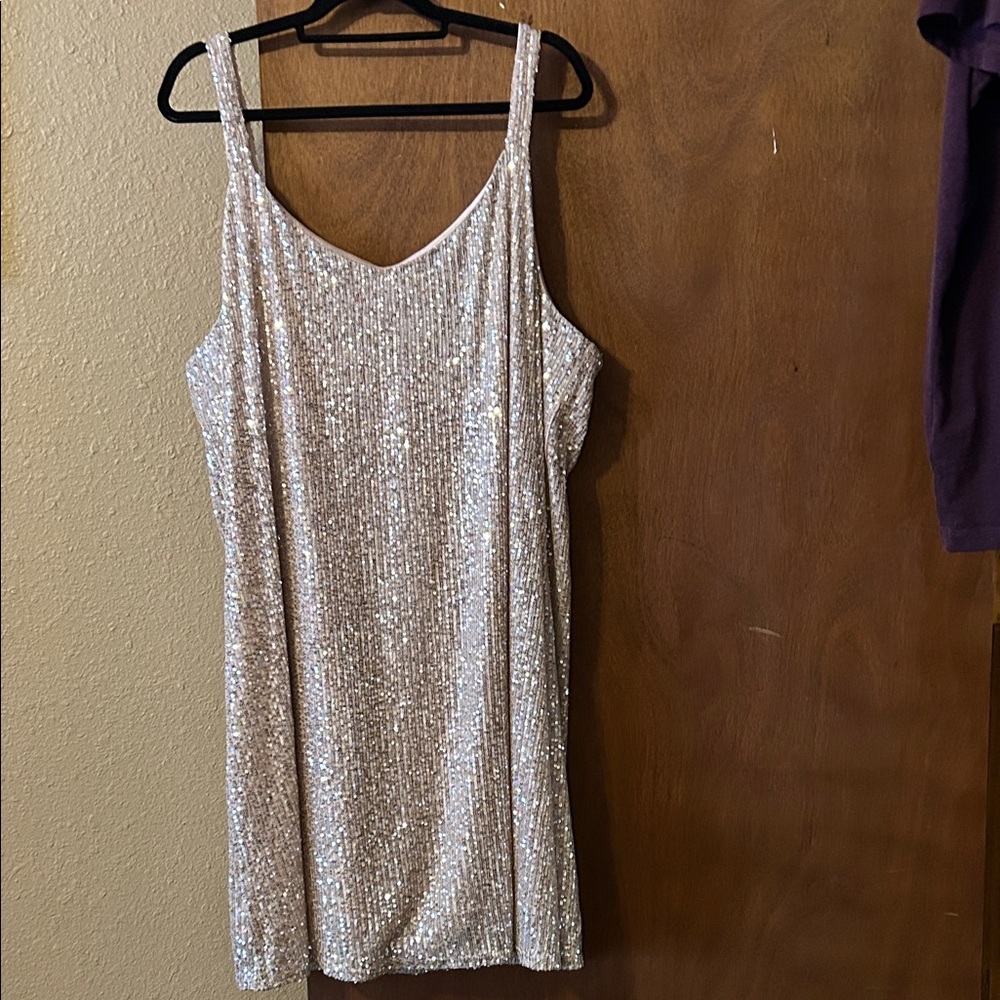 Maurices Cream and Gold Sequined Dress